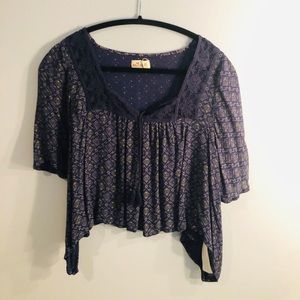 Hollister 1/2 sleeve dark blue blouse